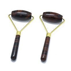 Красный Обсидиан Массажер для лица из натурального красного дерева из обсидиана, лицевые ролики, золотые, 140.5x62.5x25 мм