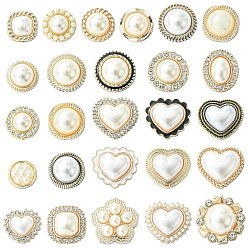 Mixed Color 52Pcs 26 Styles Resin Cabochons, Mixed Shapes, with ABS Plastic Imitation Pearl, Mixed Color, 15~25x18.5~24x4.5~10mm, 2pcs/style