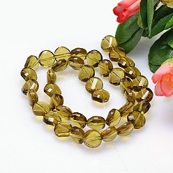 Olive Faceted Flat Round Imitation Austrian Crystal Bead Strands, Grade AAA, Olive, 10x5mm, Hole: 0.9~1mm, about 40pcs/strand, 15.7 inch