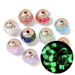 (52) Непрозрачная лаванда Непрозрачная светящаяся смола и пластиковые шарики CCB, круг с руной, с блеском порошок, разноцветные, 12x11.5 мм, отверстие : 2.5 мм