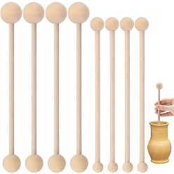 Antique White 8Pcs Beech Wooden Double Round Stick, DIY Pottery Clay Sculpture Tool, Antique White, 214~235x19.5~29.5mm