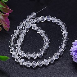 Clear Faceted Polyhedron Imitation Austrian Crystal Bead Strands, Grade AAA, Clear, 8mm, Hole: 0.9~1mm, about 50pcs/strand, 15.7 inch
