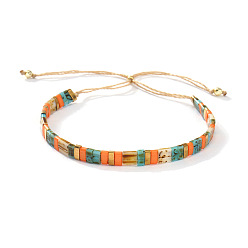 Оранжевый Богемные стеклянные браслеты-слайдеры из бисера для женщин, оранжевые, 11.02 дюйм (28 см)