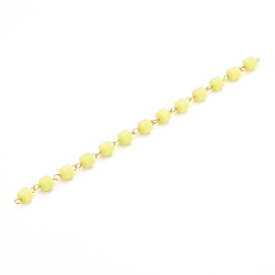 Желтый Цепочка из полимерной глины ручной работы, цепочка ссылок, с латунным штифтом, соединитель быстрой ссылки, для изготовления браслетов, желтые, 13x6 мм, около 39.37 дюйм (1 м) / прядь