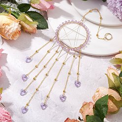 Сливовый Подвесные украшения в виде звезды из латуни, обмотанной проволокой, Стеклянные ловцы солнца в форме сердца с кисточками для украшения сада на открытом воздухе, слива, 312 мм