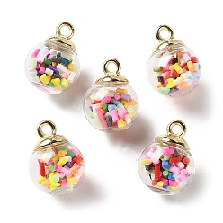 Column Стеклянные подвески, круглые, с ccb и полимерной глиной ручной работы, колонка, 21.5x16 мм, отверстие : 2.5 мм