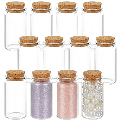 Clear Glass Wishing Bottles for Bead Containers, with Cork Stopper, Clear, 3.7x7cm, Inner Diameter: 2.7cm, Capacity: 50ml(1.69fl. oz)