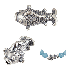 Античное Серебро 2шт. тонких серебряных бусин, бусины в форме рыбки, с замшевой тканью из поликарбоната квадратной серебряной полировальной салфеткой, античное серебро, 1 мм, отверстие : 18.5x11x8 мм