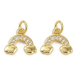 Прозрачный Латунные микро проложить кубического циркония подвески, без кадмия и без свинца, с целью перехода в кольце, радужные прелести, прозрачные, 10x12x2 мм, отверстие : 3 мм