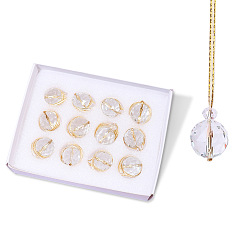 Прозрачный Украшение подвески из стеклянного шара, Рождественская елка с веревкой, подвесное украшение, прозрачные, 25 мм