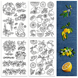 Лимон 4 листы 11.6x8.2 рисунки для вышивания дюймовыми палочками и стежками, водорастворимые стабилизаторы для вышивания нетканых материалов, лимон, 297x210 ттт