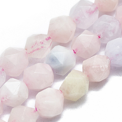 Morganite Natural Morganite Beads Strands, Faceted, Round, Star Cut Round Beads, 5~6mm, Hole: 0.7mm, 14.5 inch~15.7  inch(37~40cm), about 62~70pcs/Strand