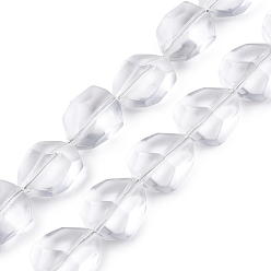 Прозрачный Матовые стеклянные бусины, имитация драгоценных камней, граненые, самородки, прозрачные, 12x9.5x6.5 мм, отверстие : 0.9 мм, около 50 шт / нитка, 23.23~23.62'' (59~60 см)