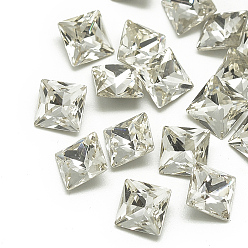 Кристалл Сделай сам указал назад k 9 стеклянные кабошоны со стразами, случайное цветное покрытие, граненые, квадратный, кристалл, 6x6x3.5 мм