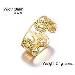 Golden 304 Edelstahl-Manschettenringe, 7-Chakra, golden, 15~20 mm