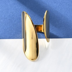 Золотой 304 открытая манжета из нержавеющей стали, широкое кольцо для женщин, золотые, размер США 7 1/4 (17.5 мм)