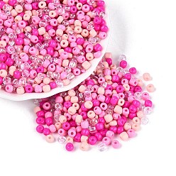 Camellia Opaque & Transparent Glass Seed Beads, Rondelle, Camellia, 3.5~4.5x1.5~4.5mm, Hole: 1~1.5mm, about 6050pcs/pound