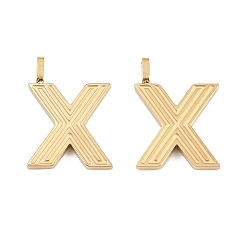 Letter X 304 прелести нержавеющей стали, письмо амулеты, золотые, Письмо X, 15x11x2 мм, отверстие : 2.5x1 мм