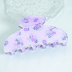Лиловый Акриловые заколки с большими когтями для волос с цветочным узором, для девушек с густыми волосами, сирень, 89 мм
