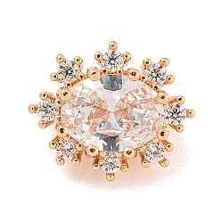 Light Gold Подвески из латуни с прозрачным кубическим цирконием, снежинка, золотой свет, 11x13x8 мм, отверстие : 1.3 мм