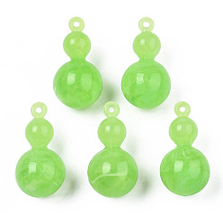 Light Green Acrylic Pendants, Imitation Gemstone Style, Gourd, Light Green, 27x13mm, Hole: 1.4mm, about 270pcs/500g