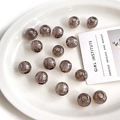 Темно-Серый Прозрачные акриловые бусины, с блеском порошок, круглые, темно-серый, 17.7x16.7 мм, отверстие : 6.6 мм