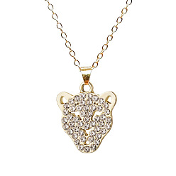 Золотой Ожерелья с подвеской в виде головы леопарда из сплава со стразами для женщин и мужчин, золотые, 17.72 дюйм (45 см)