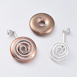 Platinum Brass Donut Bails, Donuthalter, Fit For Pi Disc Pendants Jewelry Making, DIY Findings for Jewelry Making, Platinum, 47x23x9mm, Hole: 4mm, Inner Size(Place for Donut): 19x5mm