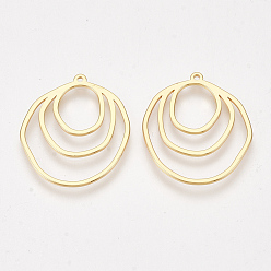 Настоящее золото 18K Латунные подвески, плоско-круглые, без никеля , реальный 18 k позолоченный, 24x21x1 мм, отверстие : 1 мм