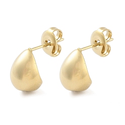 Real 14K Gold Plated 304 Stainless Steel Stud Earrings, Teardrop, Real 14K Gold Plated, 10x8mm
