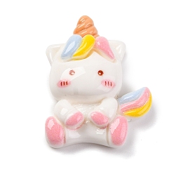 Единорог Единорог тема мультфильм смола декоден кабошоны, красочный, единорог, 26.5x21x7.5 мм