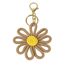Верблюжий Брелок из полиэстера с цветком, с застежкой из сплава и железными кольцами, золотые, верблюжие, 150 мм