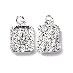 Платина Латунные подвески, без кадмия и без свинца, , прямоугольник с клубным шармом, платина, 18x12x3 мм, Кольцо: 5x0.8 mm, отверстие : 3.3 мм