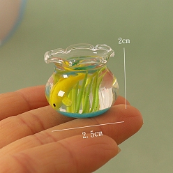 Желтый Стеклянный аквариум с золотыми рыбками, аксессуары для домашнего кукольного домика с микро-ландшафтом, притворяясь опорными украшениями, желтые, 25x20 мм