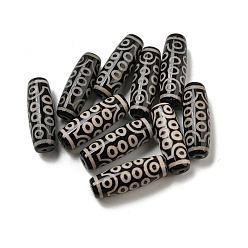 21-Eye Тибетского стиля DZI бисер нитей, Натуральные окрашенные агатовые бусины, рис, чёрные, 21 -eye, 28.5~30x10 мм, отверстие : 2~2.5 мм