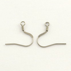 Stainless Steel Color Tarnish Resistant 304 Stainless Steel French Earring Hooks, with Horizontal Loop, Flat Earring Hooks, Stainless Steel Color, 19x19x0.8mm, Hole: 2mm, 20 Gauge, Pin: 0.8mm
