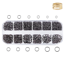 Gunmetal Iron Open Jump Rings, Nickel Free, Gunmetal, 4~10x0.7mm, about 820pcs/box