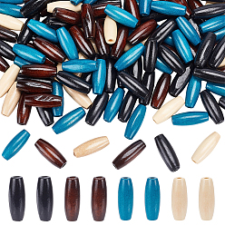 (52) Непрозрачная лаванда 160шт 4 цвета окрашенные бусины из натурального дерева, овальная / продолговато, без свинца, разноцветные, 23x8~9 мм, отверстие : 2.5 мм, 40 шт / цвет