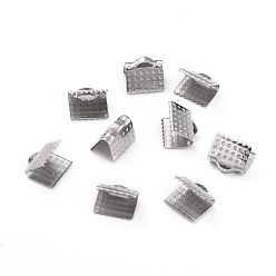 Нержавеющая Сталь Цвет Не тускнеет 304 концы ленты из нержавеющей стали с обжимом, цвет нержавеющей стали, 7x8x6 мм, отверстие : 1x2.5 мм