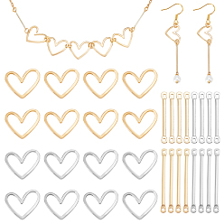 (52) Непрозрачная лаванда 76 шт. 6 стильные латунные соединительные подвески-палочки, панель ссылок, с сердечком, разноцветные, звенья стержня: 20~25x2x1мм, отверстие : 1 мм, 15 шт / стиль