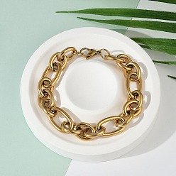 Золотой Ионное покрытие (ip) 304 браслеты из нержавеющей стали с крестообразной цепью, полированные украшения, с карабин-лобстерами , золотые, 8.27 дюйм (21 см), ссылка: 20~21x13x3мм и 15~16x12x3мм