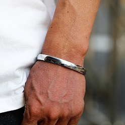 Нержавеющая Сталь Цвет 201 браслеты из нержавеющей стали с шарнирным креплением для мужчин и женщин, цвет нержавеющей стали, внутренний диаметр: 2-1/2 дюйм (6.5 см)