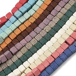 (52) Непрозрачная лаванда Нити бусин из искусственного камня лавы ручной работы, квадратный, яркие глазированный фарфор, разноцветные, 8~8.5x8~8.5x8~8.5 мм, отверстие : 1.6 мм, около 45 шт / нитка, 14.80'' (37.6 см)