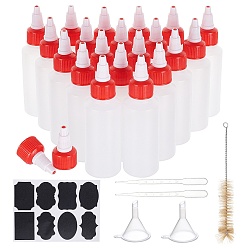 Gemischte Farbe DIY Quetschflaschen Kit, mit Polyethylen (pe) Quetschflaschen, Schwein Haarbecher Pinsel, Tafel Aufkleber Etiketten, 2 ml Einweg-Kunststofftropfer und Trichterbehälter, Gemischte Farbe, 36 Stück / Set
