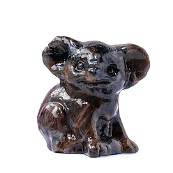 Лабрадорита Украшения для выставки скульптур из натурального лабрадорита, для домашнего офисного стола, коала, 32x30 мм