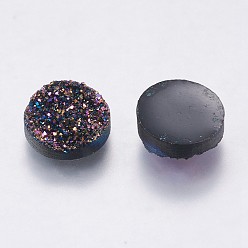Colorful Imitation Druzy Gemstone Resin Cabochons, Flat Round, Colorful, 10x3~3.5mm