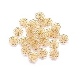 Golden Zinc Alloy Pendants, Flower, Golden, 16x15.5x1.5mm, Hole: 2x1.5mm
