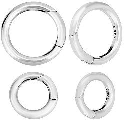 Античное Серебро 2 шт. 2 стили 925 кольца с пружинным затвором из стерлингового серебра, круглые кольца, античное серебро, 12~16x2~2.5 мм, внутренний диаметр 7.5~12мм, 1 шт / стиль