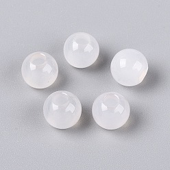 Agate Naturelle Perles d'agate blanches naturelles, lisse et rond, 8~8.5x7~8mm, Trou: 3mm