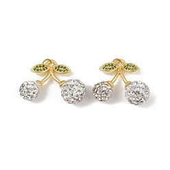 Прозрачный Латунные микро проложить кубического циркония подвески, вишня, с глиной, без свинца и без кадмия, долговечный, стойки покрытие, с целью перехода в кольце, прозрачные, 21x22.5x10 мм